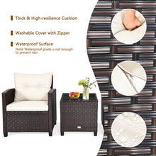 Load image into Gallery viewer, Gymax 3PCS Outdoor Patio Rattan Conversation Set Garden Yard w/ Off White Cushions