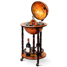 Load image into Gallery viewer, Gymax Wood Globe Wine Bar Stand 16th Century Italian Rack Liquor Bottle Shelf