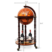 Load image into Gallery viewer, Gymax Wood Globe Wine Bar Stand 16th Century Italian Rack Liquor Bottle Shelf