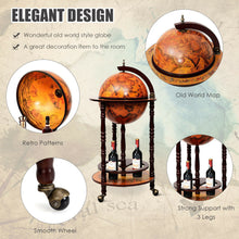 Load image into Gallery viewer, Gymax Wood Globe Wine Bar Stand 16th Century Italian Rack Liquor Bottle Shelf