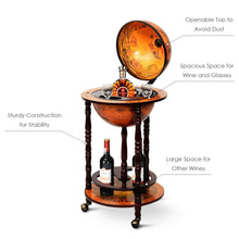 Load image into Gallery viewer, Gymax Wood Globe Wine Bar Stand 16th Century Italian Rack Liquor Bottle Shelf