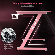 Load image into Gallery viewer, Gymax 47'' Gaming Desk Z-Shaped Computer Table w/ Cup Holder Headphone Hook Pink