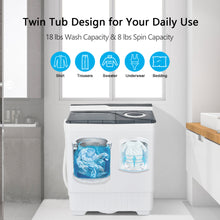 Load image into Gallery viewer, Gymax Portable Semi-automatic Washing Machine 26 lbs Twin Tub Laundry Washer Grey