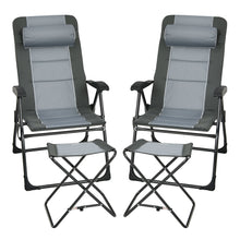Load image into Gallery viewer, Gymax 4PCS Folding Patio Recliner Chair & Ottoman Set w/ Adjustable Backrest