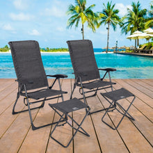Load image into Gallery viewer, Gymax 4PCS Folding Patio Recliner Chair & Ottoman Set w/ Adjustable Backrest