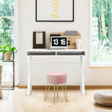 Load image into Gallery viewer, Gymax Vanity Table Set Writing Desk Makeup Table w/Round Velvet Ottoman Pink