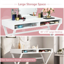 Load image into Gallery viewer, Gymax Vanity Table Set Writing Desk Makeup Table w/Round Velvet Ottoman Pink