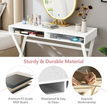 Load image into Gallery viewer, Gymax Vanity Table Set Writing Desk Makeup Table w/Round Velvet Ottoman Pink