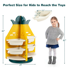 Load image into Gallery viewer, Gymax Kids Toy Storage Organizer 360¡ã Revolving Pineapple Shelf w/Plastic Bins