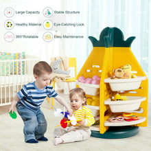 Load image into Gallery viewer, Gymax Kids Toy Storage Organizer 360¡ã Revolving Pineapple Shelf w/Plastic Bins
