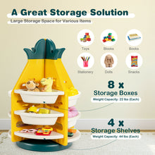 Load image into Gallery viewer, Gymax Kids Toy Storage Organizer 360¡ã Revolving Pineapple Shelf w/Plastic Bins
