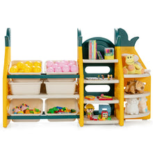 Load image into Gallery viewer, Gymax 3-in-1 Kids Toy Storage Organizer Bookshelf Corner Rack w/ Plastic Bins