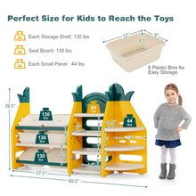 Load image into Gallery viewer, Gymax 3-in-1 Kids Toy Storage Organizer Bookshelf Corner Rack w/ Plastic Bins