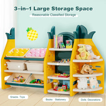 Load image into Gallery viewer, Gymax 3-in-1 Kids Toy Storage Organizer Bookshelf Corner Rack w/ Plastic Bins