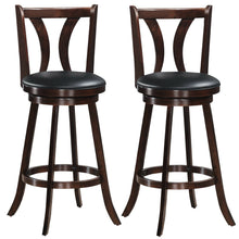 Load image into Gallery viewer, Gymax Set of 2 Swivel Bar stools 29.5'' Bar Height Chairs with Rubber Wood Legs