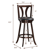 Load image into Gallery viewer, Gymax Set of 2 Swivel Bar stools 29.5'' Bar Height Chairs with Rubber Wood Legs