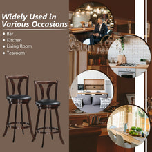 Load image into Gallery viewer, Gymax Set of 2 Swivel Bar stools 29.5'' Bar Height Chairs with Rubber Wood Legs