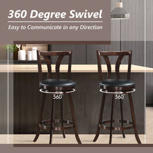 Load image into Gallery viewer, Gymax Set of 2 Swivel Bar stools 29.5'' Bar Height Chairs with Rubber Wood Legs