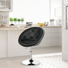 Load image into Gallery viewer, Gymax PU Leather Adjustable Modern Chair Swivel Round Tufted Back Black