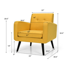 Load image into Gallery viewer, Gymax 2PCS Accent Armchair Single Sofa Chair Home Office w/ Wooden Legs Yellow