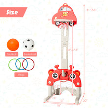 Load image into Gallery viewer, Gymax 3-in-1 Basketball Hoop for Kids Adjustable Height Playset w/ Balls Red