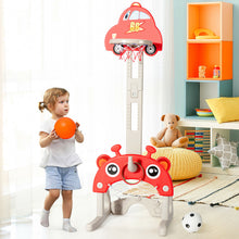 Load image into Gallery viewer, Gymax 3-in-1 Basketball Hoop for Kids Adjustable Height Playset w/ Balls Red