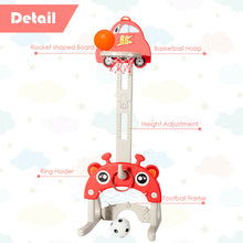 Load image into Gallery viewer, Gymax 3-in-1 Basketball Hoop for Kids Adjustable Height Playset w/ Balls Red