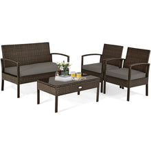 Load image into Gallery viewer, Gymax 4PCS Patio Garden Outdoor Rattan Wicker Furniture Set Brown