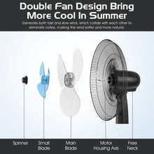 Load image into Gallery viewer, Gymax 18'' Dual Blade Pedestal Fan Adjustable Oscillating Stand Fan Home Office