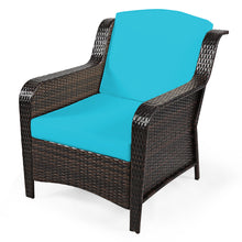 Load image into Gallery viewer, Gymax 5PCS Rattan Patio Conversation Sofa Furniture Set Outdoor w/ Turquoise Cushions