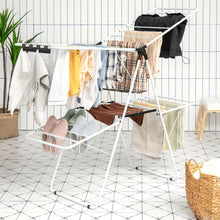 Load image into Gallery viewer, Gymax 2-Level Clothes Drying Rack Foldable Airer w/ Height-Adjustable Gullwing
