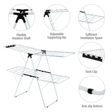 Load image into Gallery viewer, Gymax 2-Level Clothes Drying Rack Foldable Airer w/ Height-Adjustable Gullwing
