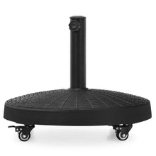 Load image into Gallery viewer, Gymax 50 lbs Round Resin Patio Umbrella Base Stand Holder w/ Lockable Wheels