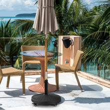 Load image into Gallery viewer, Gymax 50 lbs Round Resin Patio Umbrella Base Stand Holder w/ Lockable Wheels