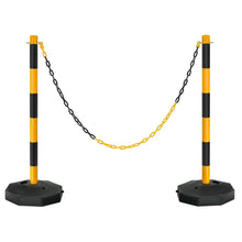 Load image into Gallery viewer, Gymax 2PCS Traffic Delineator Pole Safety Caution Barrier w/ 5ft Link Chains