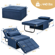 Load image into Gallery viewer, Gymax 4 in 1 Multi-Function Sofa Bed Convertible Sleeper Folding Ottoman Blue