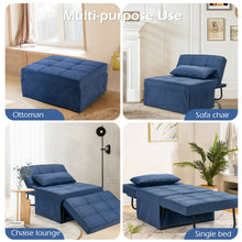 Load image into Gallery viewer, Gymax 4 in 1 Multi-Function Sofa Bed Convertible Sleeper Folding Ottoman Blue