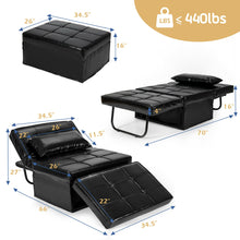 Load image into Gallery viewer, Gymax 4 in 1 Multi-Function Sofa Bed Convertible Sleeper Folding Ottoman Black
