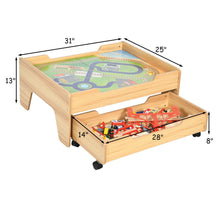 Load image into Gallery viewer, Gymax Wooden Kids Train Track Railway Set Table w/100 Pieces Storage Drawer