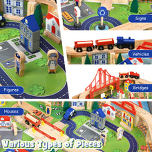 Load image into Gallery viewer, Gymax Wooden Kids Train Track Railway Set Table w/100 Pieces Storage Drawer
