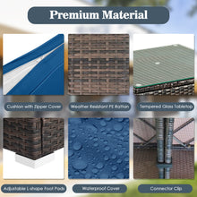 Load image into Gallery viewer, Gymax 5PCS Rattan Patio Conversation Set Sofa Furniture Set w/ Navy Cushions