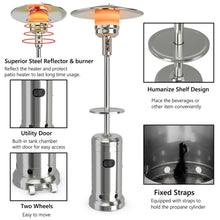 Load image into Gallery viewer, Gymax Patio 87 inches Tall Propane Heater 48,000 BTU W/Table & Wheels Silver