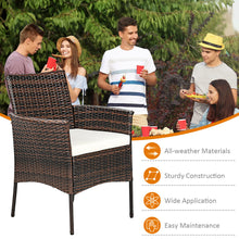 Load image into Gallery viewer, Gymax Patio 2PCS Rattan Arm Dining Chair Cushioned Sofa Furniture Brown