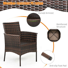 Load image into Gallery viewer, Gymax Patio 2PCS Rattan Arm Dining Chair Cushioned Sofa Furniture Brown