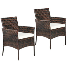 Load image into Gallery viewer, Gymax Patio 2PCS Rattan Arm Dining Chair Cushioned Sofa Furniture Brown