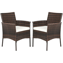 Load image into Gallery viewer, Gymax Patio 2PCS Rattan Arm Dining Chair Cushioned Sofa Furniture Brown