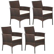Load image into Gallery viewer, Gymax Patio 4PCS Rattan Arm Dining Chair Cushioned Sofa Furniture Brown