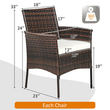 Load image into Gallery viewer, Gymax Patio 4PCS Rattan Arm Dining Chair Cushioned Sofa Furniture Brown