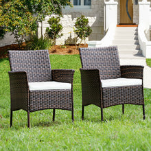 Load image into Gallery viewer, Gymax Patio 4PCS Rattan Arm Dining Chair Cushioned Sofa Furniture Brown