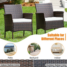 Load image into Gallery viewer, Gymax Patio 4PCS Rattan Arm Dining Chair Cushioned Sofa Furniture Brown